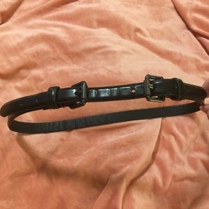 Adjustable two-buckle Mango Black Leather Belt